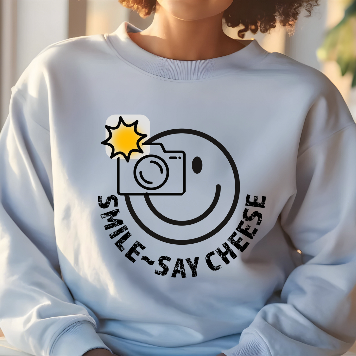 Women's Smile ~ Say Cheese Sweatshirt - Black