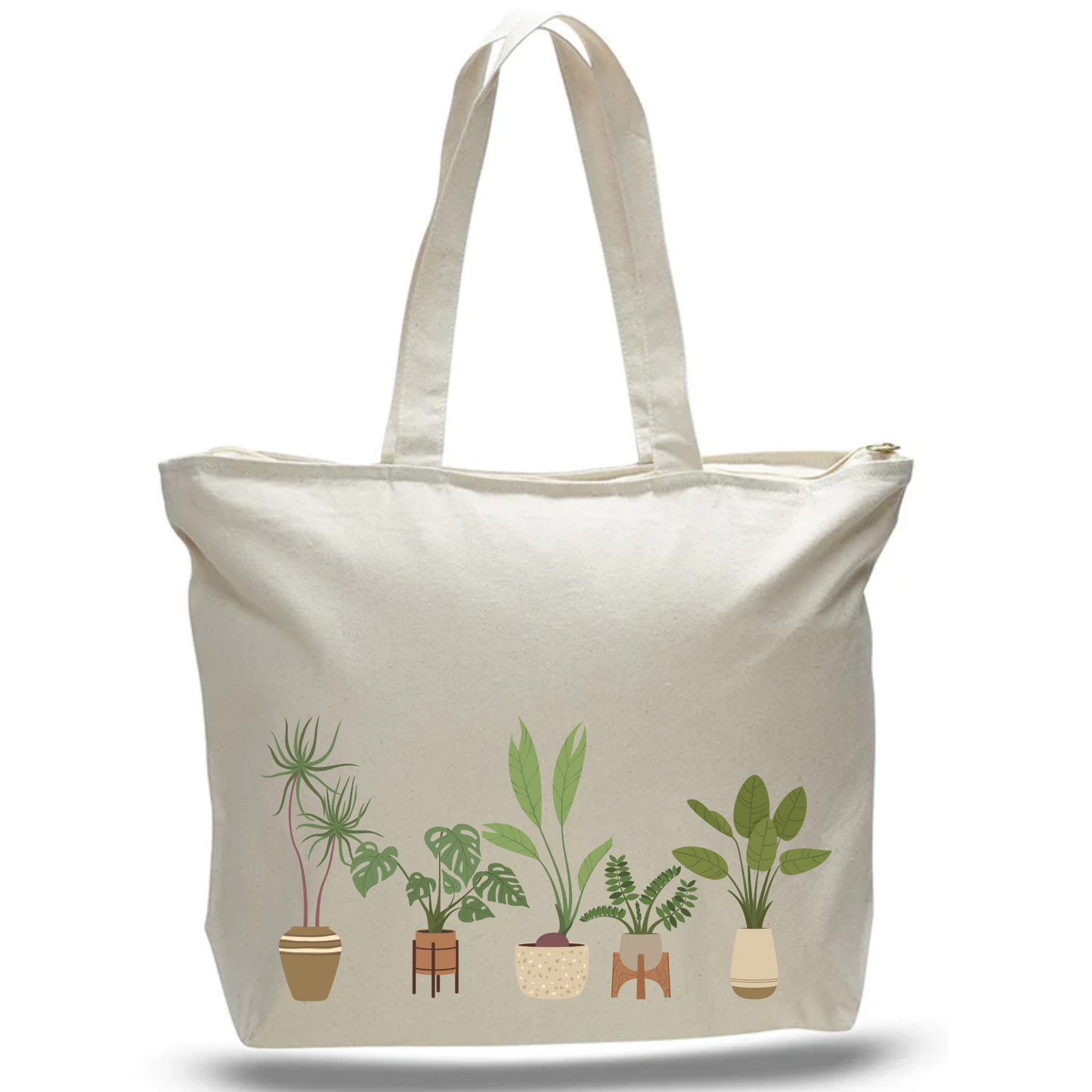 Indoor Plant Heaven Jumbo Zippered Tote Bag - Natural